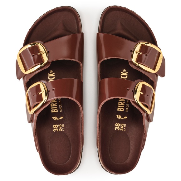 Birkenstock Shoes - Birkenstock Arizona big buckle high shine in chocolate brown